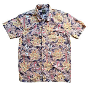 Obey Hawaiian Shirt Mens Medium Tropical Bird Floral Button Up Short Sleeve